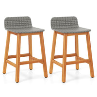 Tangkula Solid Acacia Wood Bar Stools Set