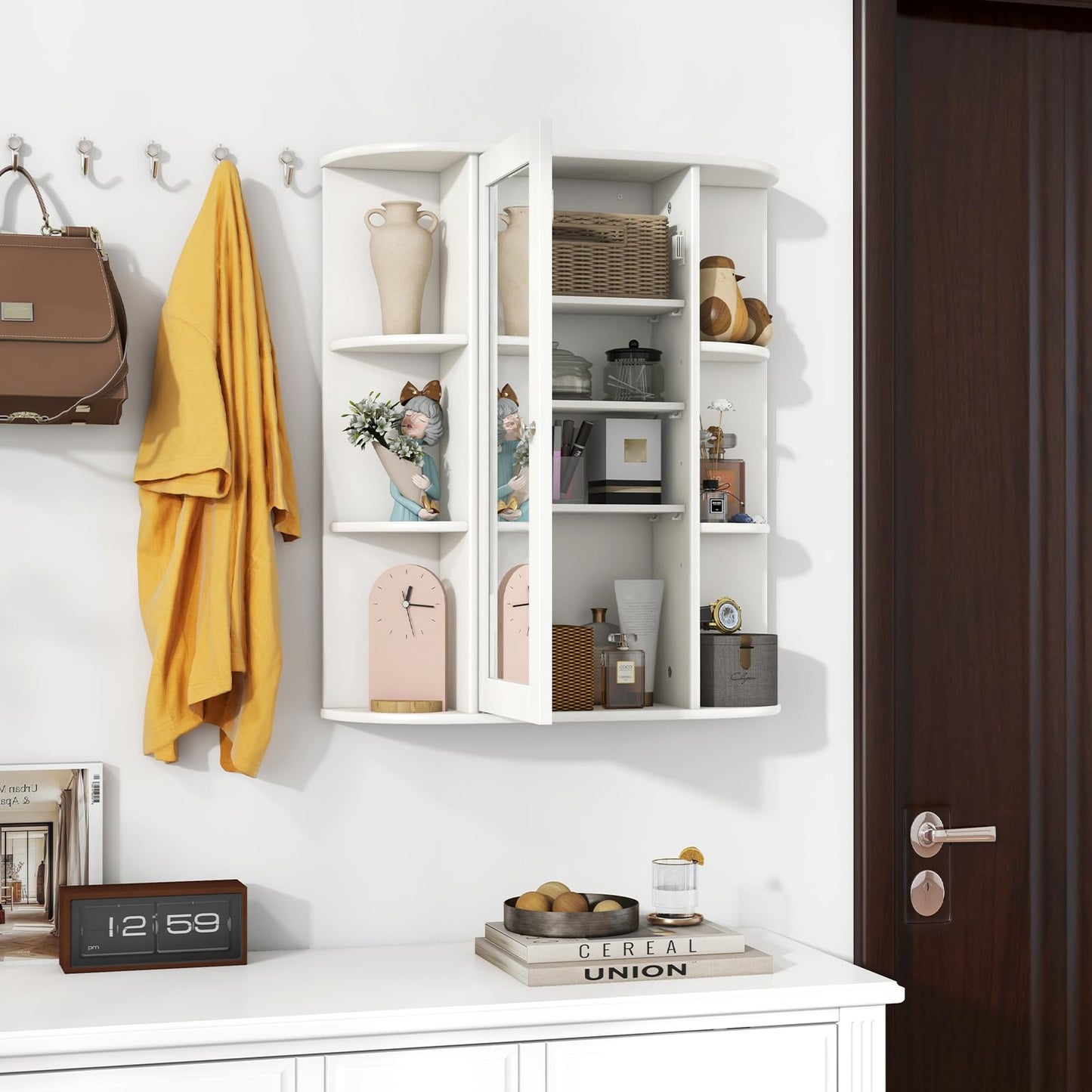 Tangkula Bathroom Medicine Cabinet with Mirror Door and Shelves