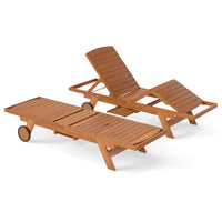Chaise Longue Extérieure Tangkula avec Roues, Dossier 4 Positions Réglable et Repose-Pieds Rallongeable, Table d'appoint (1/2)