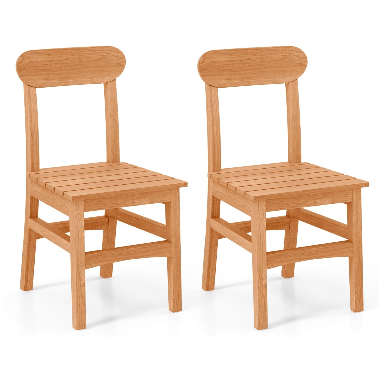 Tangkula Patio Teak Wood Chair Wooden Armless Dining Chair