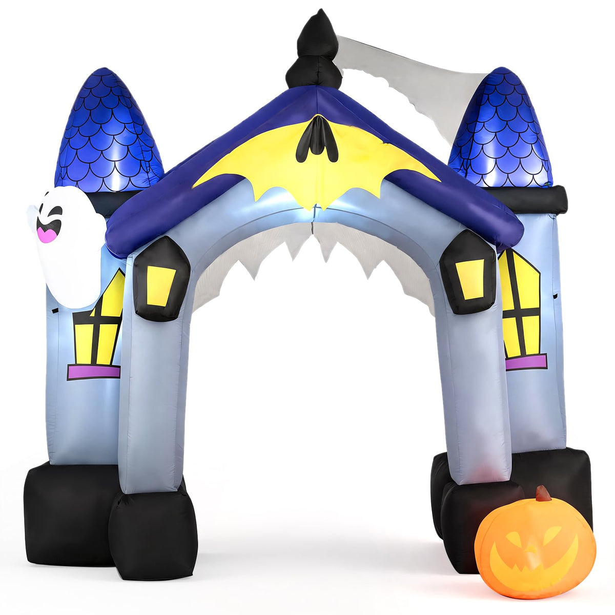 Tangkula 10 FT Halloween Lighted Inflatable Haunted House Castle Archway