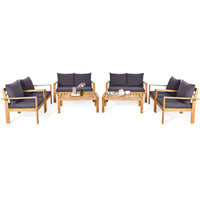 Tangkula Outdoor Conversation Sofa and Table Set with Water Resistant Cushions