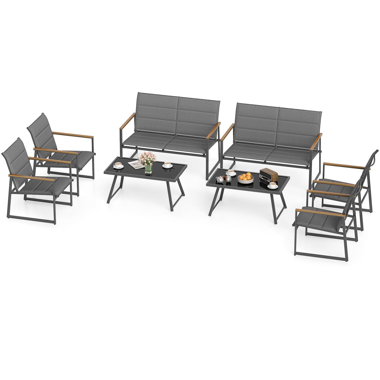 Tangkula 4 Piece Patio Furniture Set Outdoor Metal Conversation Set