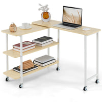 Tangkula 360°Rotating Sofa Side Table, Mobile End Table with 2-Tier Storage Shelves