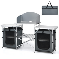 Tangkula Folding Camping Table, 2-Tier Aluminum Camping Kitchen Table