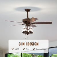 Tangkula 50 Inch Ceiling Fan Light with 5 Explosion proof Glass Lampshades