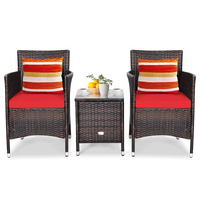 Outdoor Wicker Rattan Conversation Set - Tangkula
