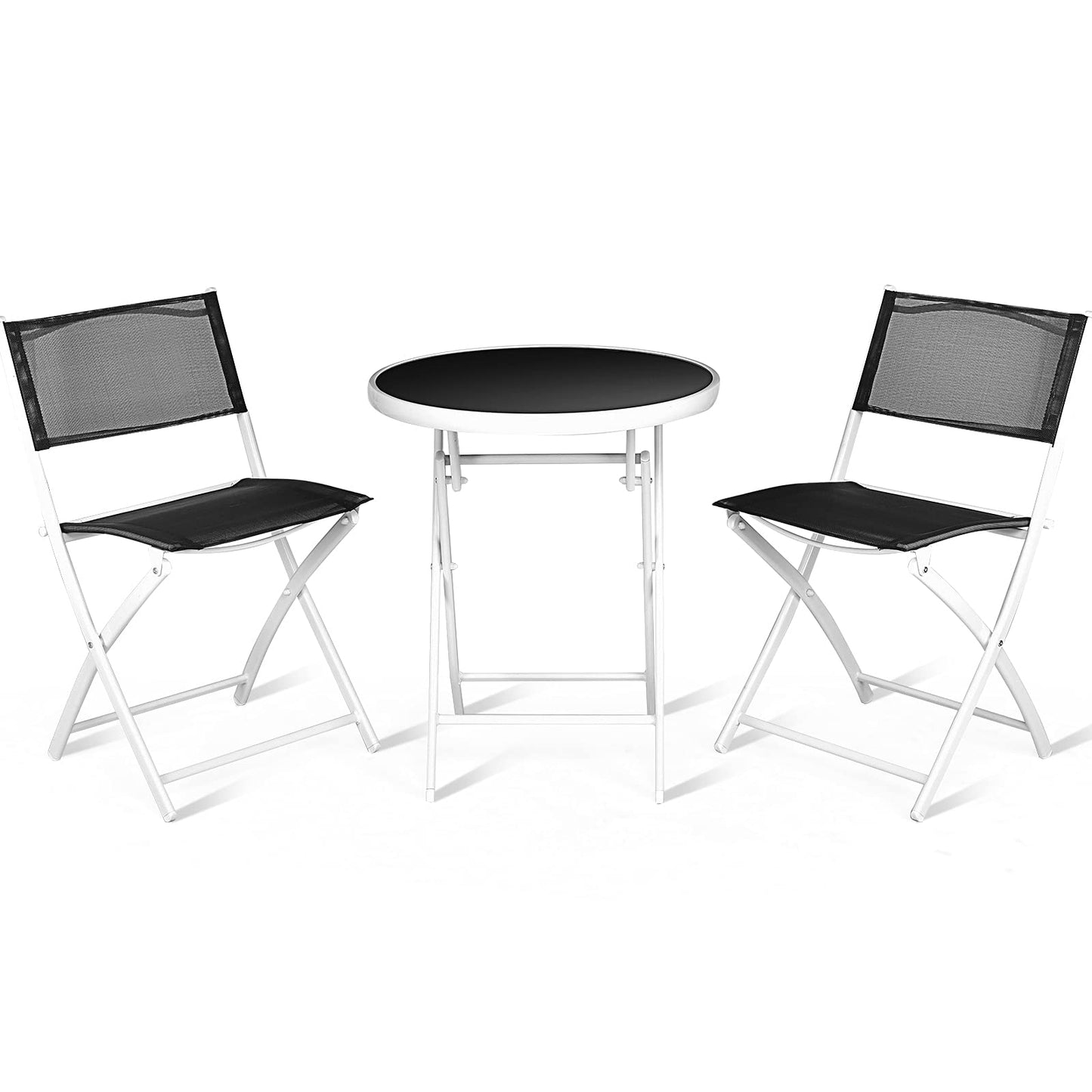 Tangkula 3 Pieces Folding Patio Bistro Set, No Assembly Required