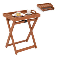 Tangkula Outdoor Wood Tray Table
