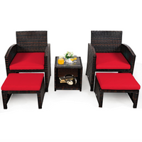 Tangkula 5 Pieces Patio Rattan Furniture Set, Outdoor Conversation Set