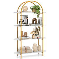 Tangkula 4 Tier Arched Bookshelf 61.5” Industrial Modern Freestanding Storage Rack (1 Pack/2 Pack)