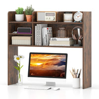 Tangkula Desktop Bookshelf Countertop Storage Hutch with 6 Storage Shelves