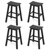 Tangkula Patio Bar Stools Set 29 Inch HDPE Bar Height Armless Saddle Stools with Curved Seat & Footrests