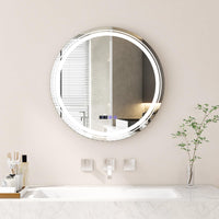 Miroir de salle de bain rond Tangkula avec LED
