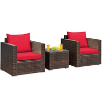 Tangkula 3 Pieces Patio Furniture Set, Outdoor Conversation Rattan Furniture Set