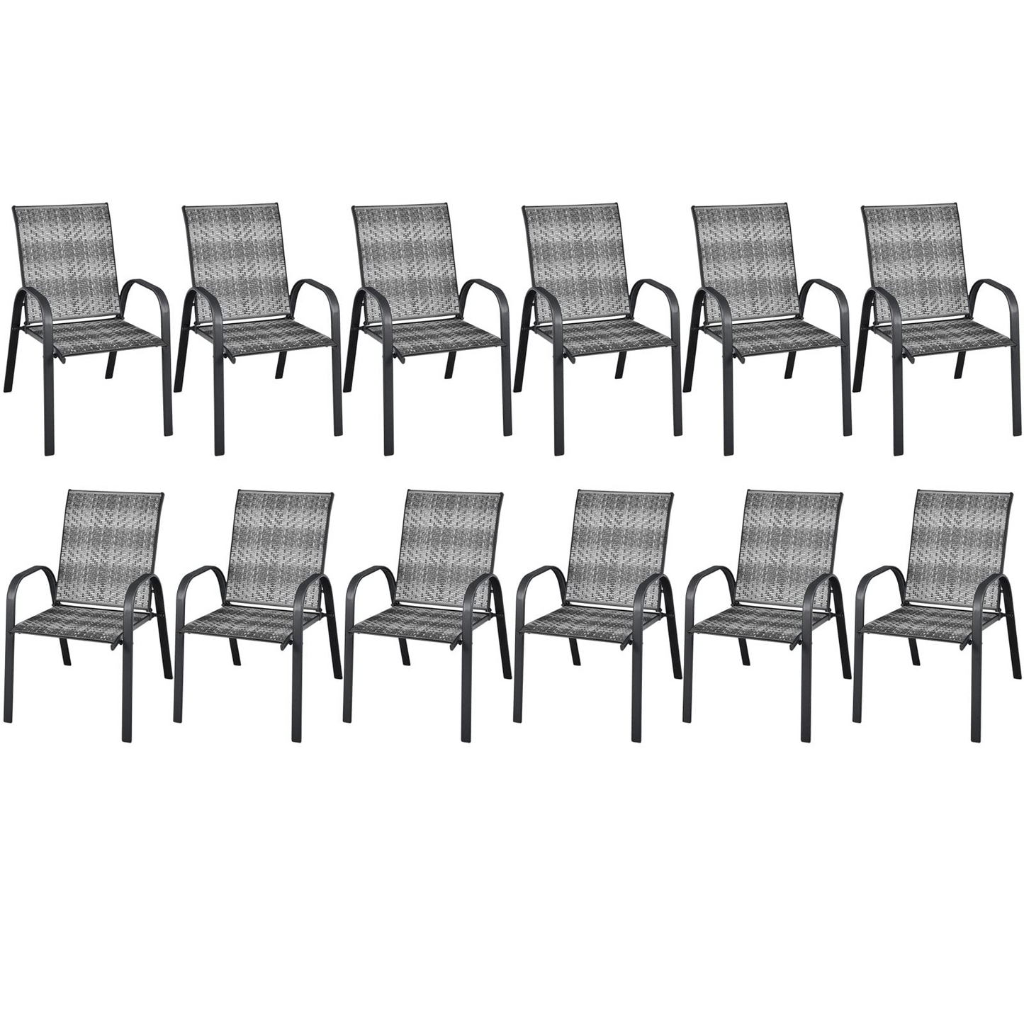 Tangkula Outdoor PE Wicker Stackable Chairs