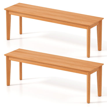 Tangkula 55" Teak Wood Bench 3-Person Backless Seating
