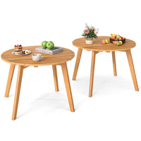 Tangkula Table d'appoint d'extérieur de 24,5 pouces en bois d'acacia, table de bistrot ronde d'appoint pour terrasse