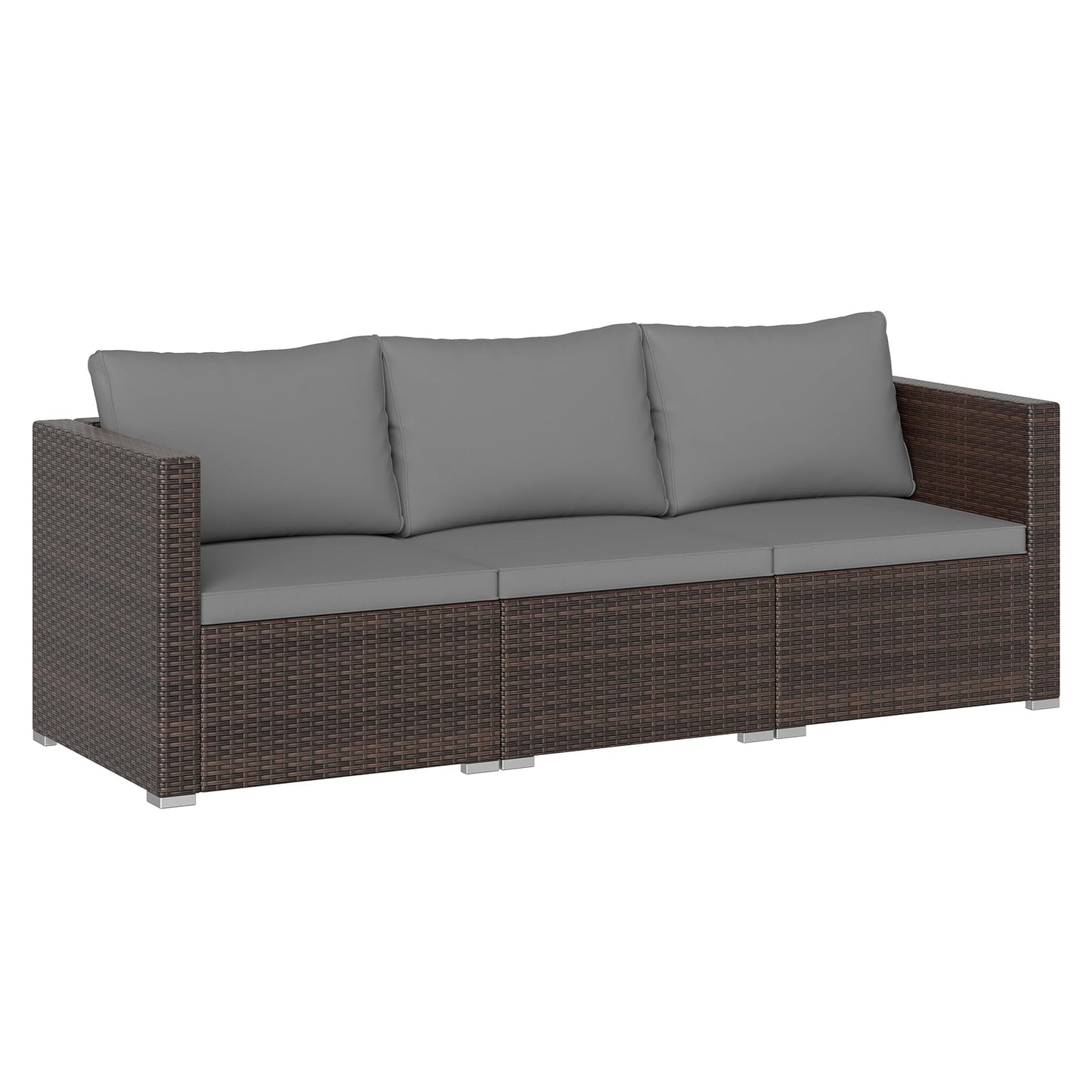 Tangkula 3 Seat Outdoor Modular PE Rattan Patio Cushioned Sectional Couch Furniture Set