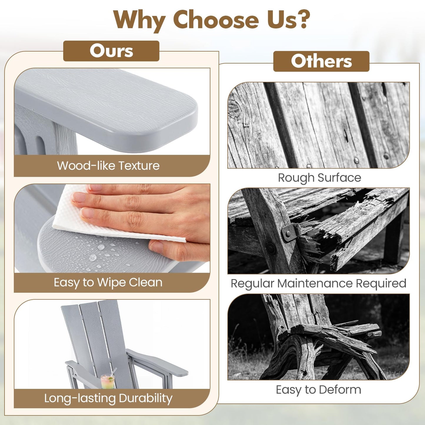 Tangkula Adirondack Chairs with Cup Holder for Garden