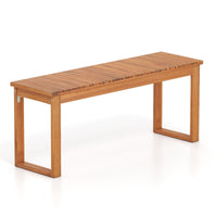 Tangkula 43.5" 2-Person Acacia Wood Outdoor Bench (1/2)