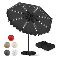 Tangkula 9 FT/10 FT Solar Patio Umbrella with Base Included 32 LED Lights