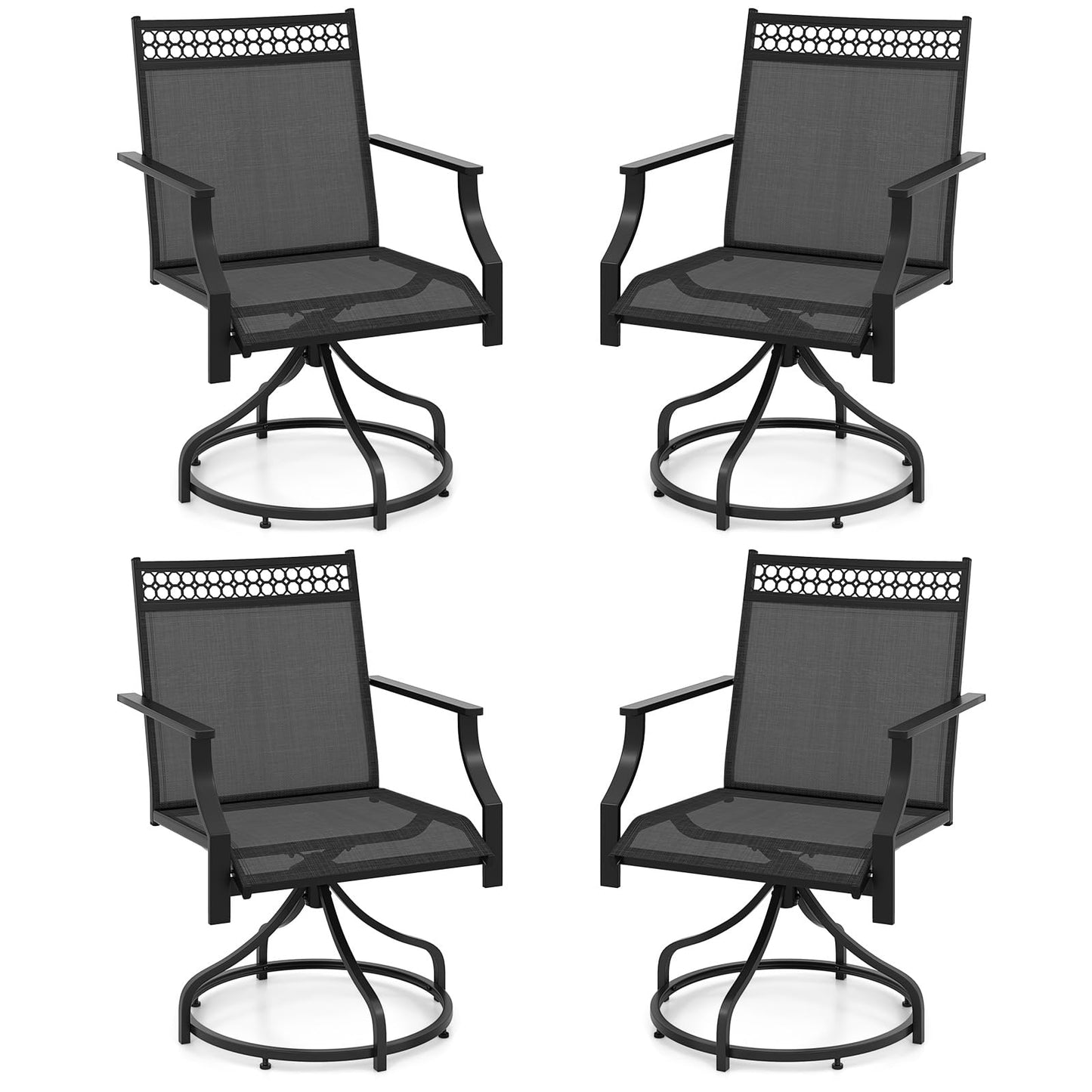 Tangkula Outdoor Swivel Dining Chairs Set of 2/4, Patio Chairs with Quick-Drying Fabric and Metal Frame
