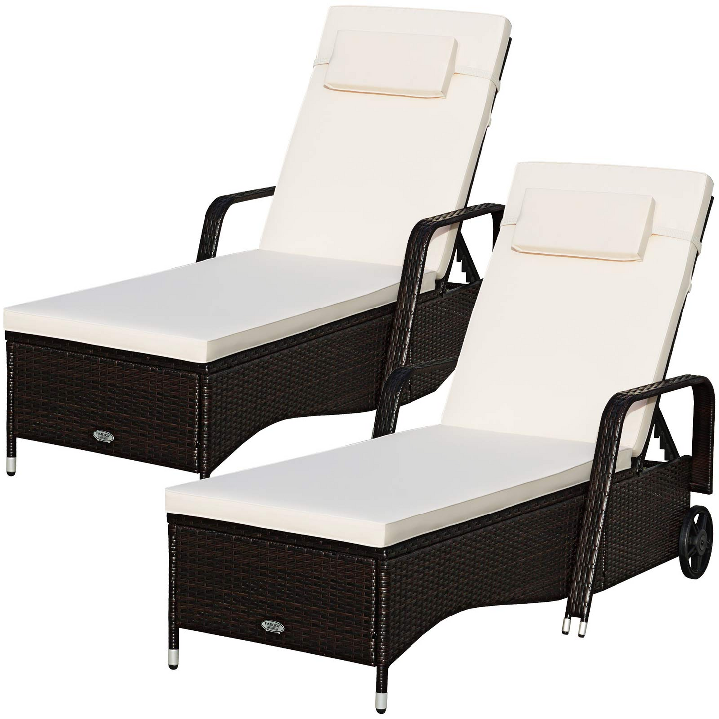 Tangkula Patio Chaise with Wheels, 6 Positions Adjustable Outdoor Lounger Chair with Steel Frame