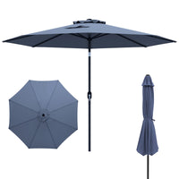 Parasol de patio de 3 m, parasol de marché extérieur avec inclinaison à bouton-poussoir