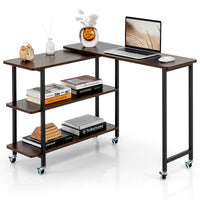 Tangkula 360°Rotating Sofa Side Table, Mobile End Table with 2-Tier Storage Shelves