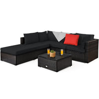 Tangkula 6 Piece Patio Furniture Set,Durable Steel Frame PE Rattan Wicker Sectional Sofa Set