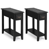 Tangkula Narrow End Table, Slim Side Table with Drawer and Open Shelf