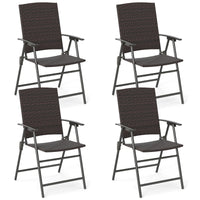 Tangkula Outdoor Folding Chairs Set Patio PE Wicker Dining Chairs