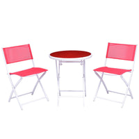 Tangkula 3 Pieces Folding Patio Bistro Set, No Assembly Required