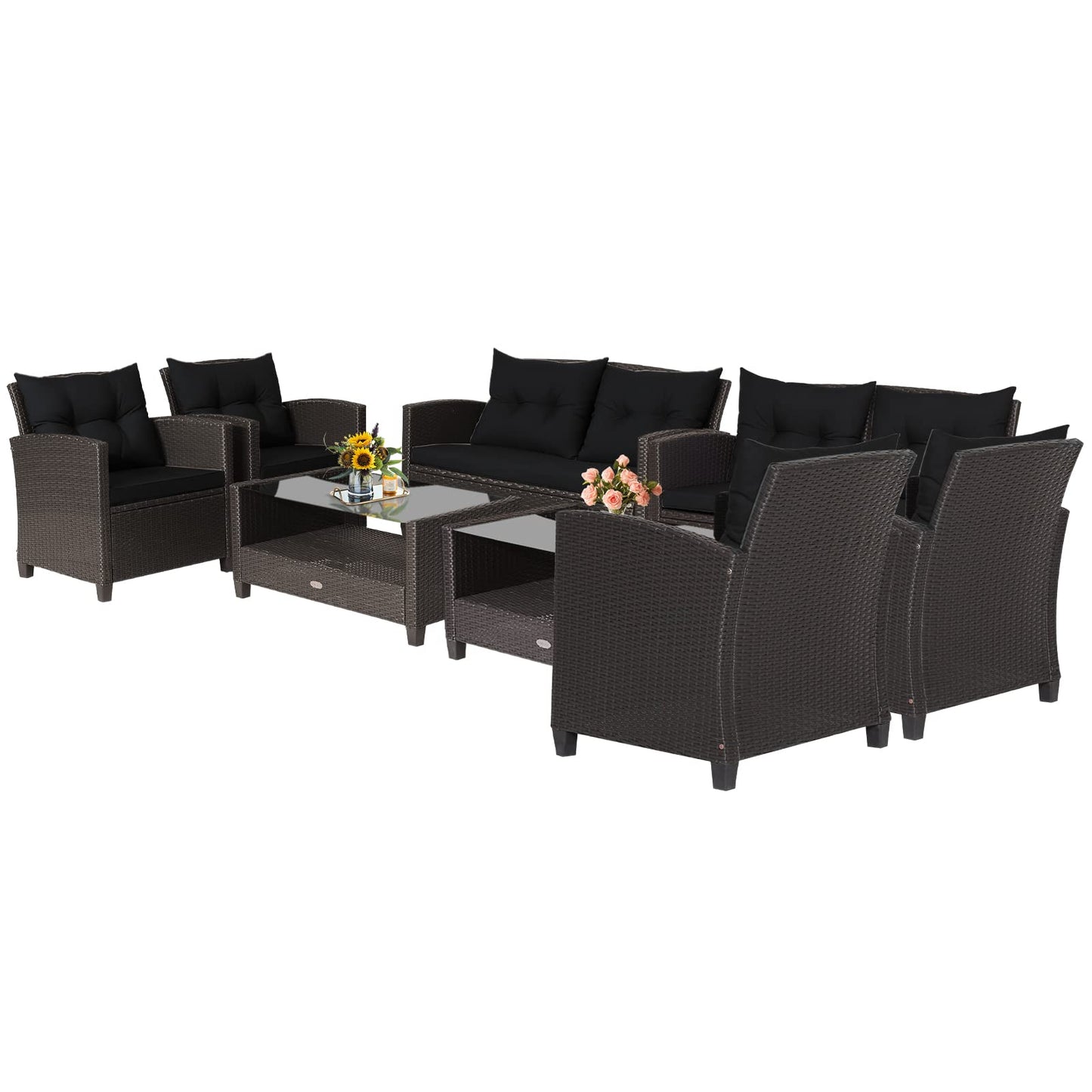 Tangkula Patio Furniture Set Rattan Wicker Chair Set