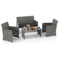 Tangkula 4 Piece Patio Wicker Furniture Set