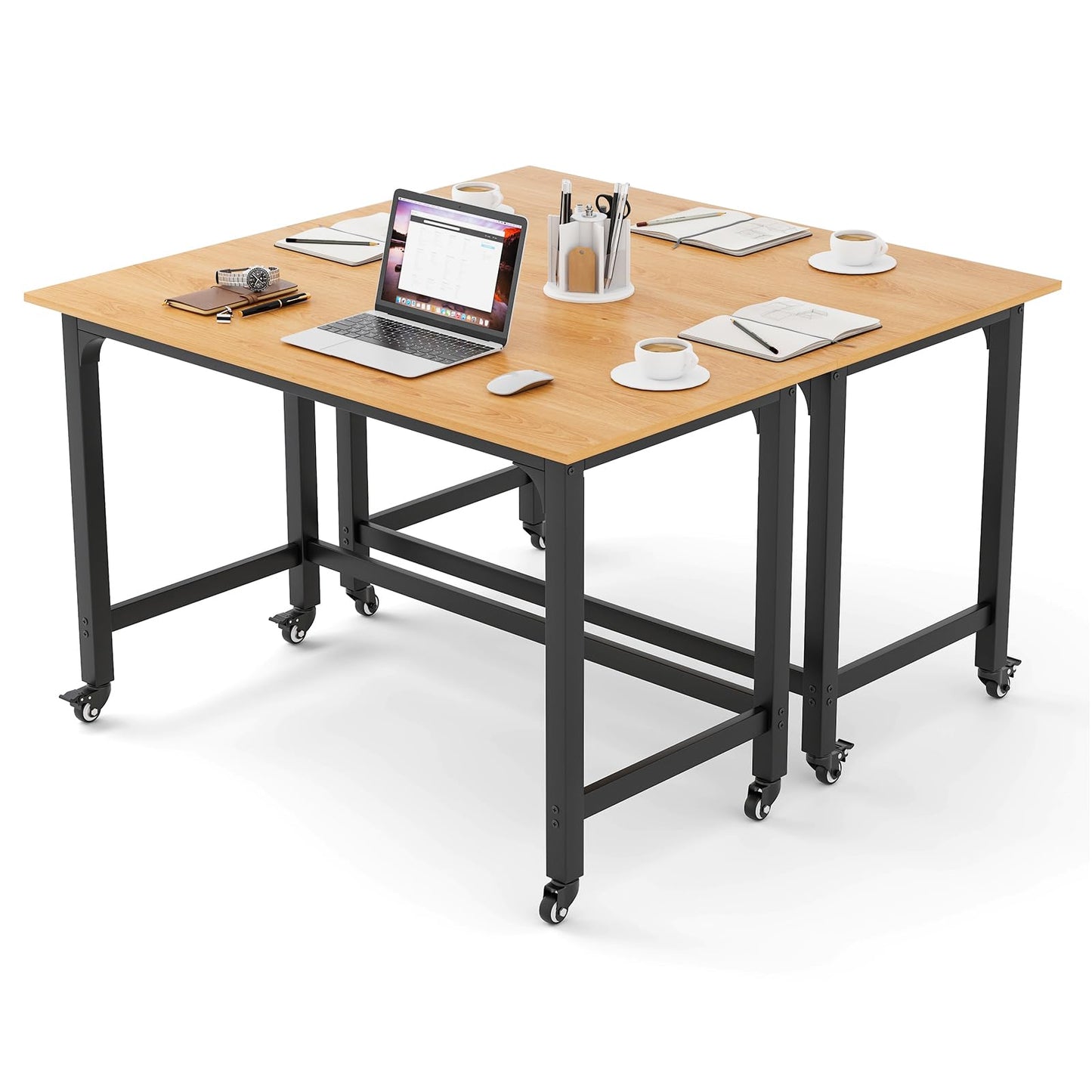 Mobile Computer Desk, Simple Style Rolling Home Office Desk Study Table Writing Desk