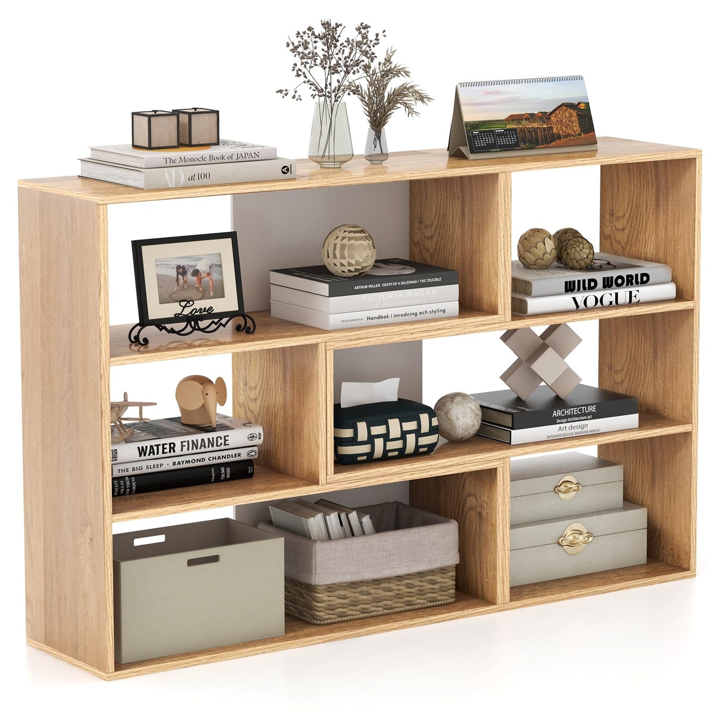 Tangkula 6 Cubes Bookcase 2-Piece Separable Floor Standing Open Horizontal Bookshelf