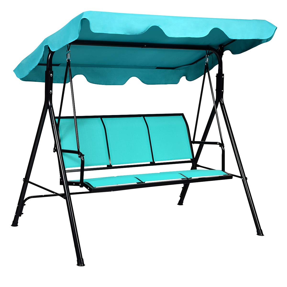 Tangkula 3 Person Patio Swing, Steel Frame with Polyester Angle Adjustable Canopy