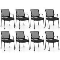 Tangkula Rolling Conference Room Chairs, Mobile Reception Chairs Office Guest Chairs with Integrated Armrests