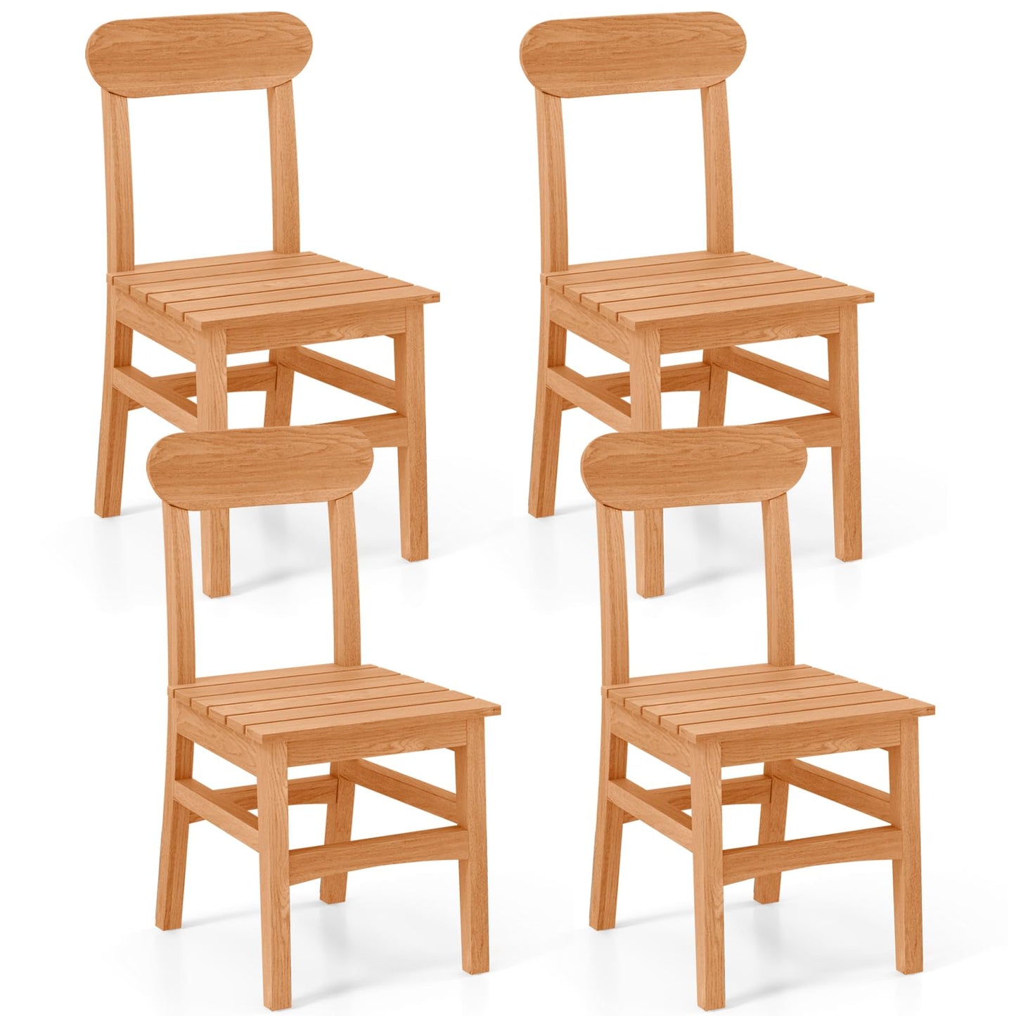 Tangkula Patio Teak Wood Chair Wooden Armless Dining Chair