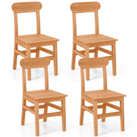 Tangkula Patio Teak Wood Chair Wooden Armless Dining Chair