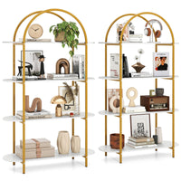 Tangkula 4 Tier Arched Bookshelf 61.5” Industrial Modern Freestanding Storage Rack (1 Pack/2 Pack)