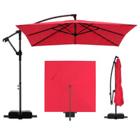 Tangkula 8x8 FT Patio Umbrella with Base Included Square Offset Cantilever 360 Degree Rotation