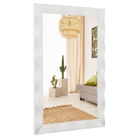 Tangkula 41.5" x 28" Farmhouse Wall Mirror, Rubber Wood Rustic Style Wall Mirror