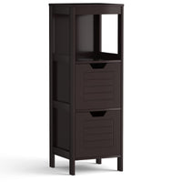 Tangkula Bathroom Floor Cabinet, Multifunctional Wooden Storage Cabinet with 2 Adjustable Drawers