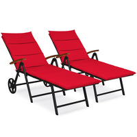 Tangkula Foldable Outdoor Chaise Lounger, Wicker Lounger Chair with Aluminum Black Frame, Wheels for Easy Moving
