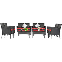 Tangkula Patio Furniture Set, Outdoor Wicker Conversation Set with Tempered Glass Coffee Table