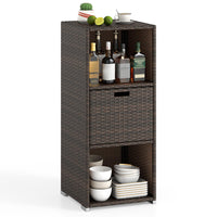 Tangkula Rattan Outdoor Storage Cabinet