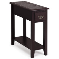 Tangkula Narrow End Table, Slim Side Table with Drawer and Open Shelf
